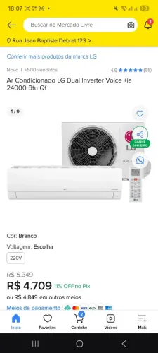 (Bom para empresa) Ar Condicionado LG Dual Inverter Voice +ia 24000 Btu Quente e Frio
