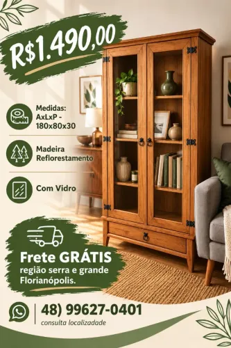 Cristaleira Duas portas Madeira