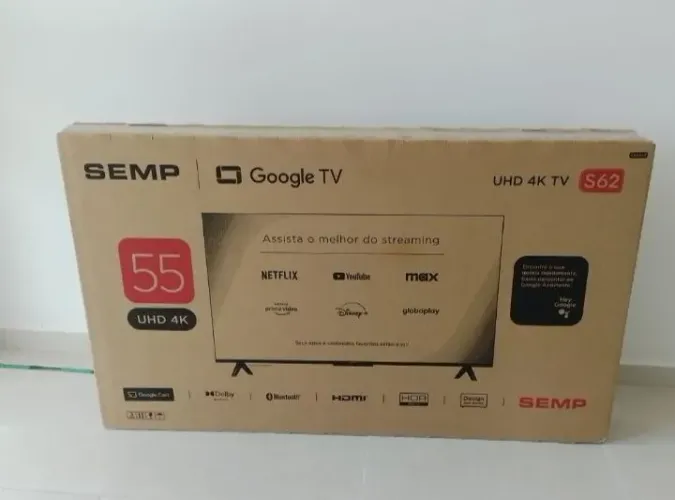 Tv Semp Toshiba de 55 polegas 4k uhd android com comando de voz nova na caixa