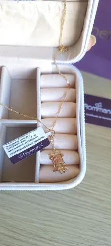 Cordão Rommanel com pingente e porta-joia