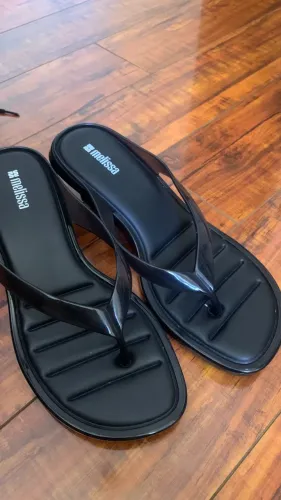 Sandália Feminina Melissa Salto Baixo Transparente Preto