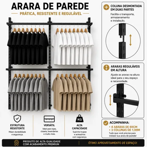 Arara Closet de Parede Para Loja ou Casa