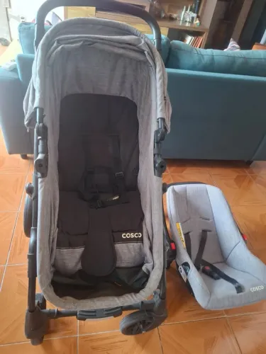 Carrinho com bebe conforto