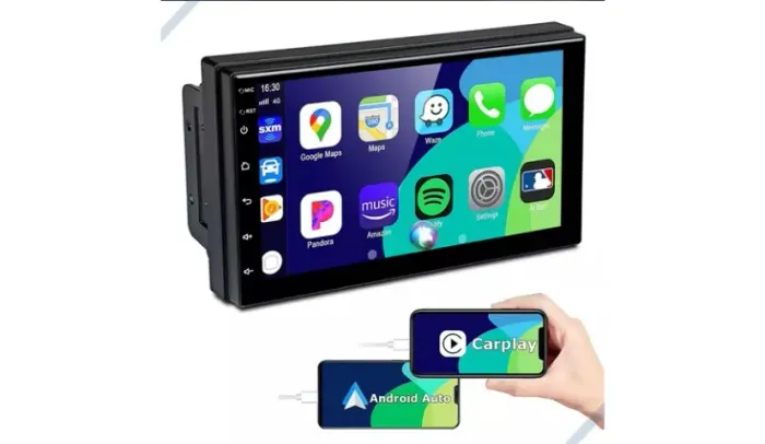 Tela Som Painel Multimídia Android IOS Carplay GPS 2din 7 Polegadas Universal Youtube