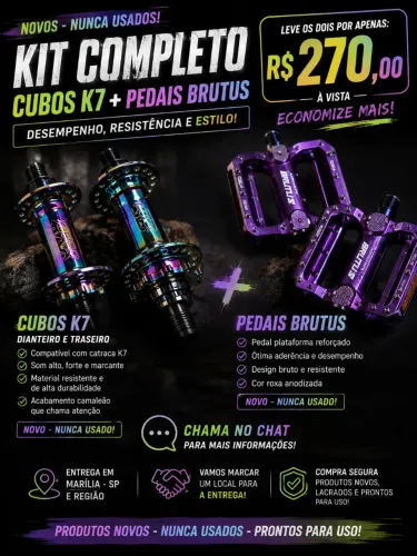 CUBO K7 BARULHENTO NOVO DIANTEIRO E TRASEIRO E PAR DE PEDAIS ABSOLUTE BRUTUS NA COR ROXA