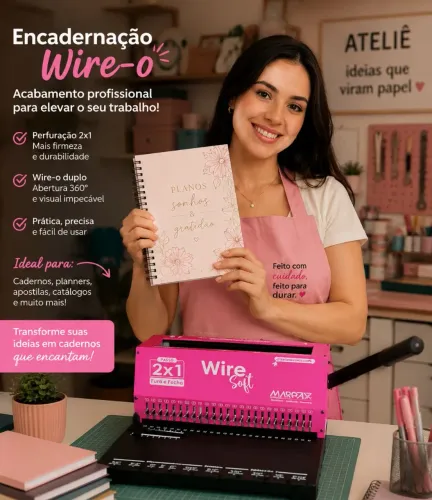 Encadernadora de Wire-o 2x1 Rosa