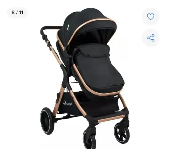 Carrinho Premium Baby Kansas 3 em 1 Preto com Rose Gold