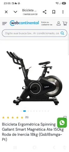 Bicicleta Ergométrica Spinning Gallant Smart Conectividade