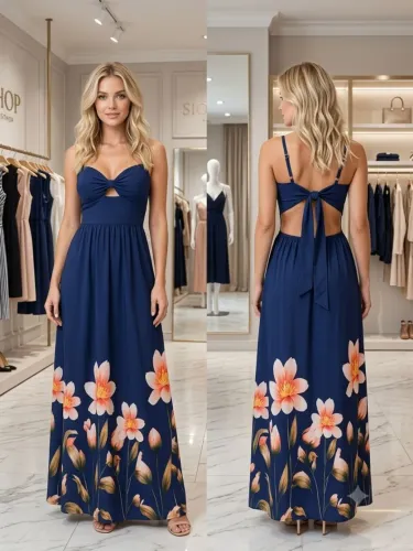 Vestido longo forrado (VAREJO)