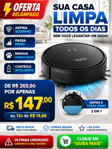 ROBÔ ASPIRADOR INTELIGENTE 3 EM 1 - OFERTA ESPECIAL
