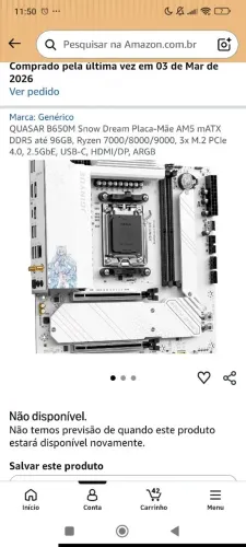 Placa mãe B650M Snow Dream NOVA NUNCA USADA