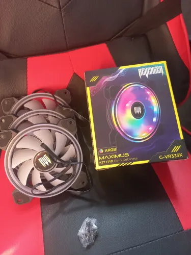 kit 3 fans ARGB com controladora REVENGER 