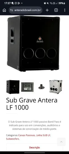 Sub Grave Antera LF 1000 - 15'' Ativo/Passiva