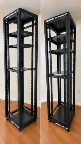 Rack de Piso Aberto 38U - 770mm com Bandejas e Rodinhas - Venda Urgente