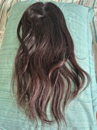 Mini prótese de cabelo humano - 40 cm - castanho medio