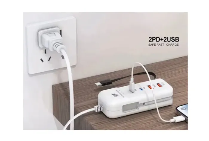 Carregador Rápido Celular, 5em1 Adaptador Hub Multiportas 2 USB-A, 2 USB-C e 1 Cabo USB-C
