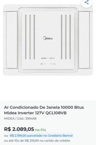 AR CONDICIONADO ZERADO 10000 BTUS MIDEA 127V