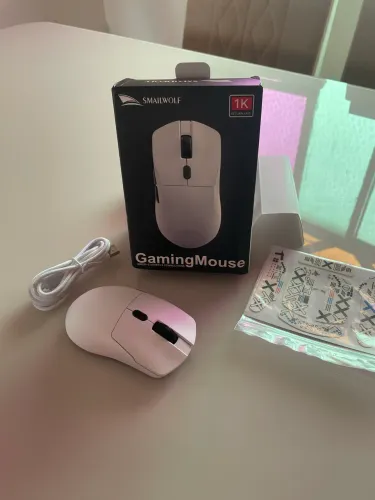 Mouse Gamer Smailwolf M3-Branco sem fio, 1000hz e ate 12000 dpi, Tri Mode