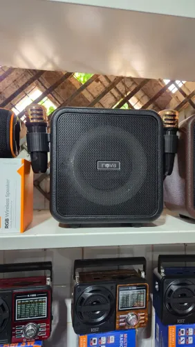 Caixa de Som com 2 Microfones sem Fio (SOMOS LOJA)