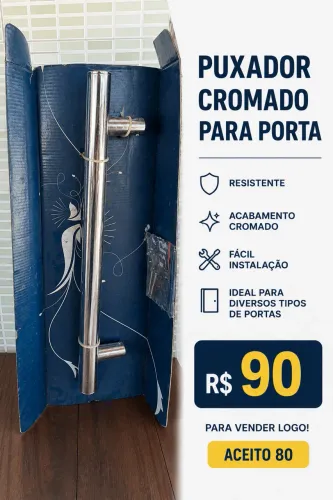 Puxador cromado de porta