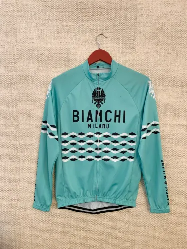 Bianchi Milano Ridanna Long Sleeve Jersey Celeste camisa manga longa Ciclismo Italiana