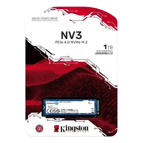 SSD M.2 NVMe 1TB PCIe 4.0 Kingston NV3 Leitura 6000 MB/s e Gravação 4000 MB/s