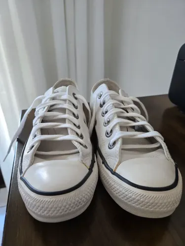 tênis converse all star chuck taylor branco couro