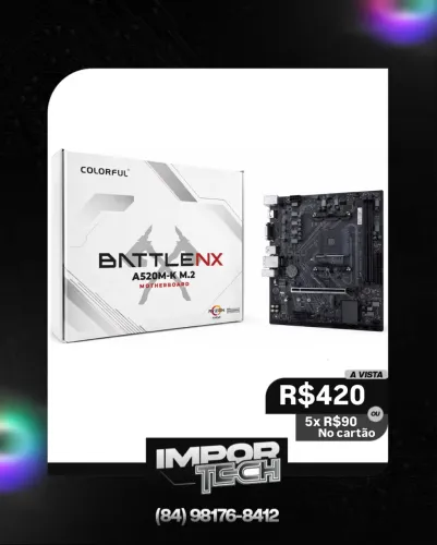 Placa Mãe Colorful BATTLE-AX A520M-K. @importech_084
