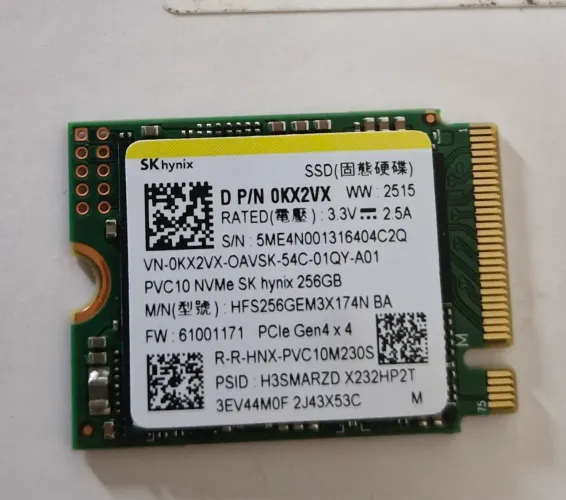 SSD NVMe SK hynix 256GB PCIe 4.0 x4 M.2 2230 - Excelente Estado