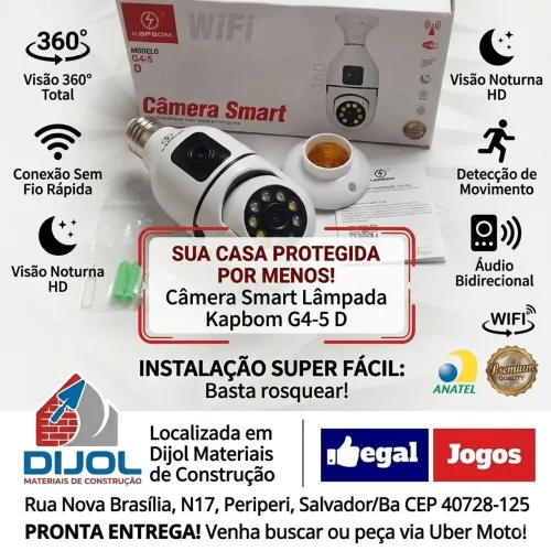 Câmera inteligente para casa Conexão WiFi