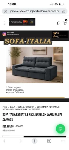 SOFA RETRÁTIL E RECLINÁVEL ITALIA