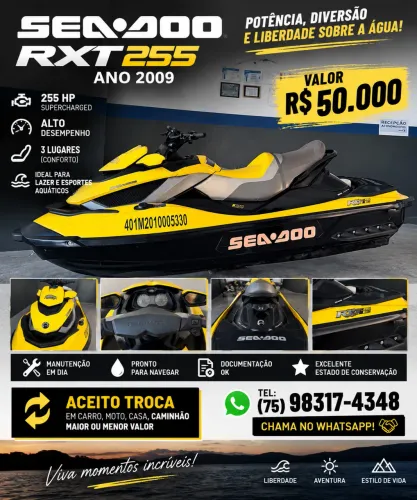 Jet seadoo RXT- 255 iS com suspensão todo revisado pronto para navegar
