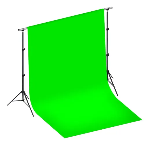 Suporte fundo infinito 2x2 com tecido verde e presilhas