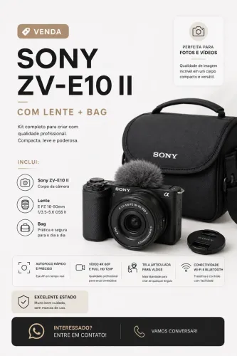 Câmera Sony ZVe-10 ii kit c/ lente e bag