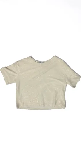 Cropped AMÊ Off-White com Brilho - Tamanho PP