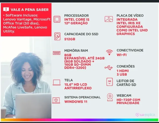 Notebook Lenovo (TROCA EM PS5) IdeaPad 1i Intel Core i5 - 8GB RAM SSD 512GB Windows 11