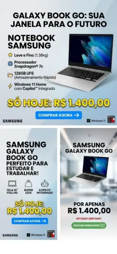 Notebook Samsung Galaxy Book Go 14? Full HD | 128GB | Windows 11 | Impecável