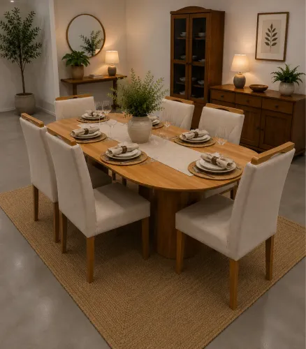 MESA DE JANTAR 220x110 COM 6 CADEIRAS