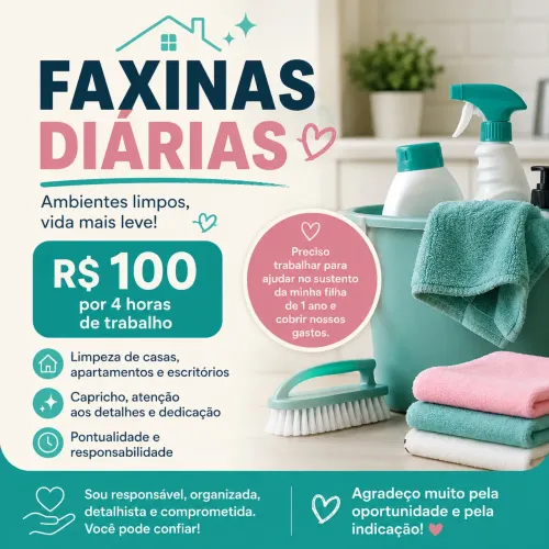 Faxina diaria $100 4hs