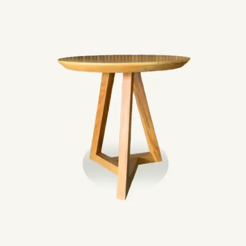 Mesa Trio Baixa De Madeira Maciça Peroba Rosa 60x60cm
