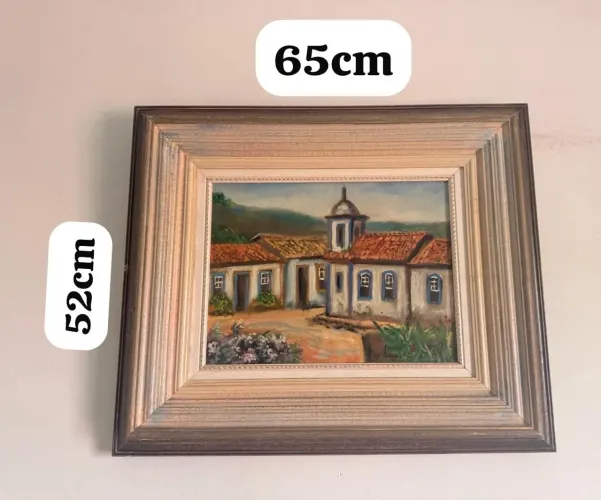 Quadro grande, pintado a mão e com fina moldura