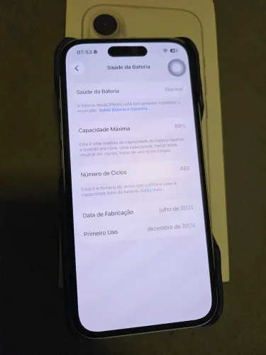 iPhone 16 Branco 128GB - Impecável, Bateria 89%<br>