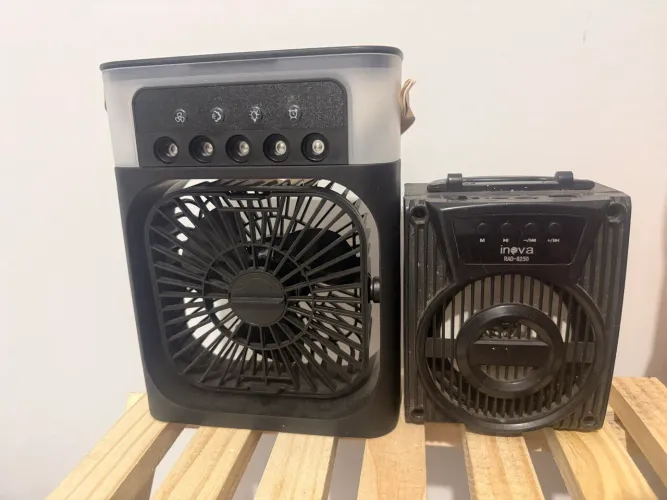 Ventilador portátil + caixinha de som