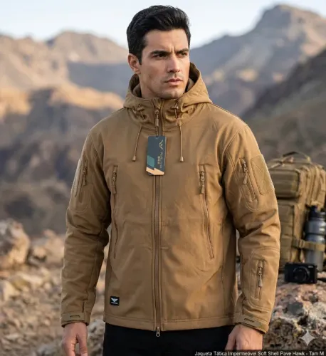Jaqueta Tática impermeável Coyote SoftShell Pave Hawk Tamanho M