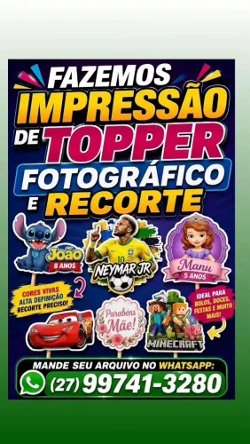 IMPRESSÃO DE TOPPER FOTOGRÁFICO
