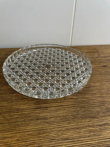 Antigo prato pra bolo em cristal prensado 