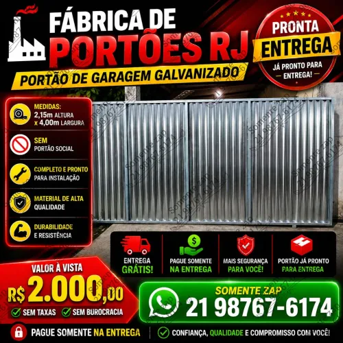 Portao garagem s/ social completo medida 2,14 x 4,00 a pronta entrega.