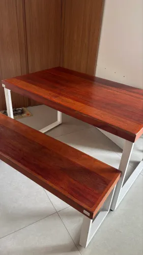 Mesa madeira maciça com banco 