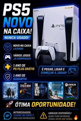 PS5 Slim Lacrado e Novo ? + R$2.000 em Jogos + 1 Ano de PS Plus Pago | Nunca Usado