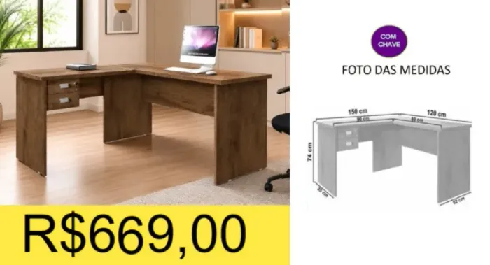 ESCRIVANINHA EM L A PRONTA--ENTREGA